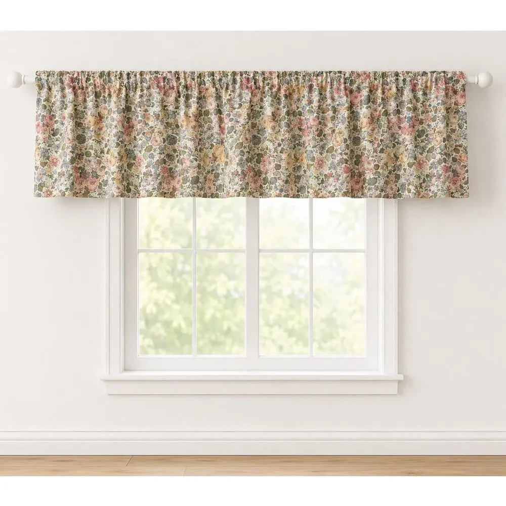 Laura Ashley Sycamore Quartet Pink Floral Window Blouson Valances Set 3 15x86